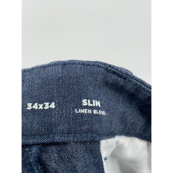 OLD NAVY Men's Navy Linen-Blend Slim-Fit Pant SZ 34X34 - Picture 10 of 12